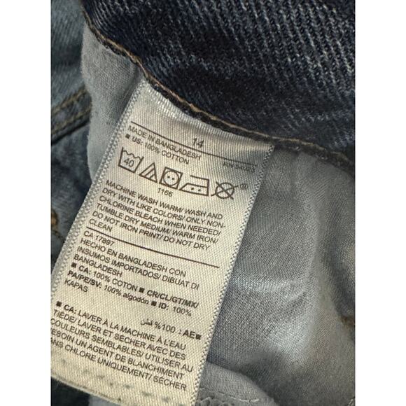 Old Navy Women High Rise Slouchy Straight Jeans Size 14 Distressed Button Fly - Picture 7 of 9